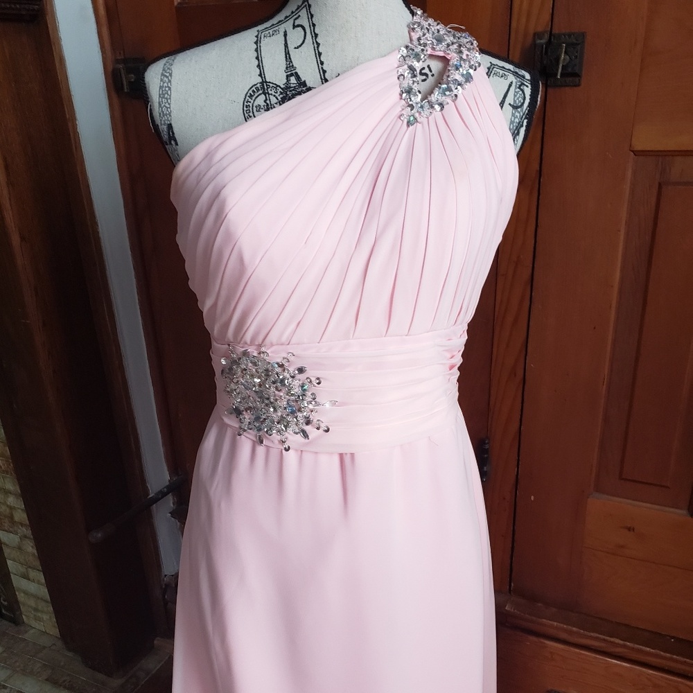 Pink Prom Dress One Shoulder